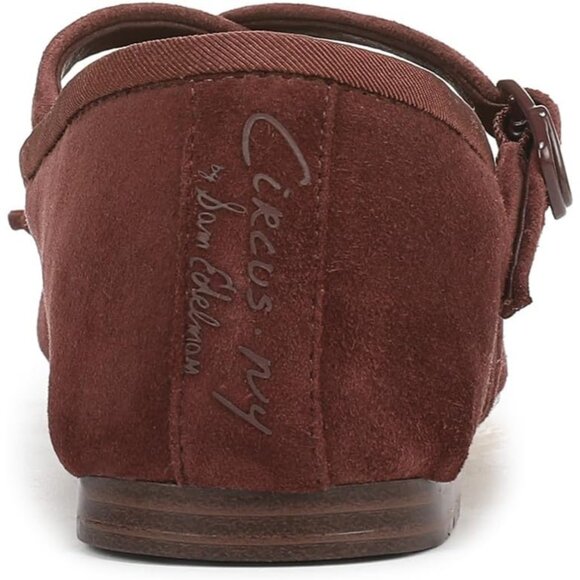 Circus NY by Sam Edelman Women's Deep Pecan Leather Cross Strap Zuri Ballet Flat - Picture 3 of 6
